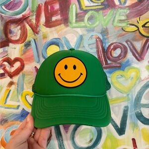 Green Smiley Face Trucker Hat